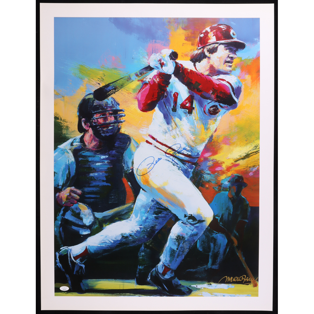 Pete Rose Signed Reds Art Lithograph By Malcolm Farley (JSA) at PristineAuction.com