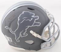 David Montgomery Signed Lions Slate Alternate Speed Mini Helmet (Beckett) at PristineAuction.com