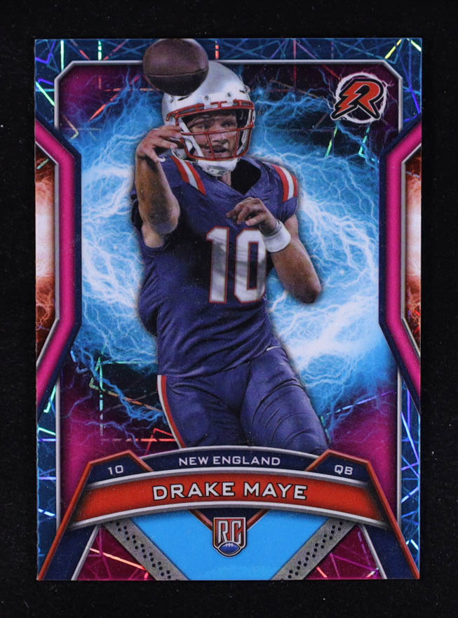 Drake Maye 2024 Topps Resurgence Sky Blue and Pink Shock #164 RC at PristineAuction.com Drake Maye 2024 Topps Resurgence Sky Blue and Pink Shock #164 RC at PristineAuction.com