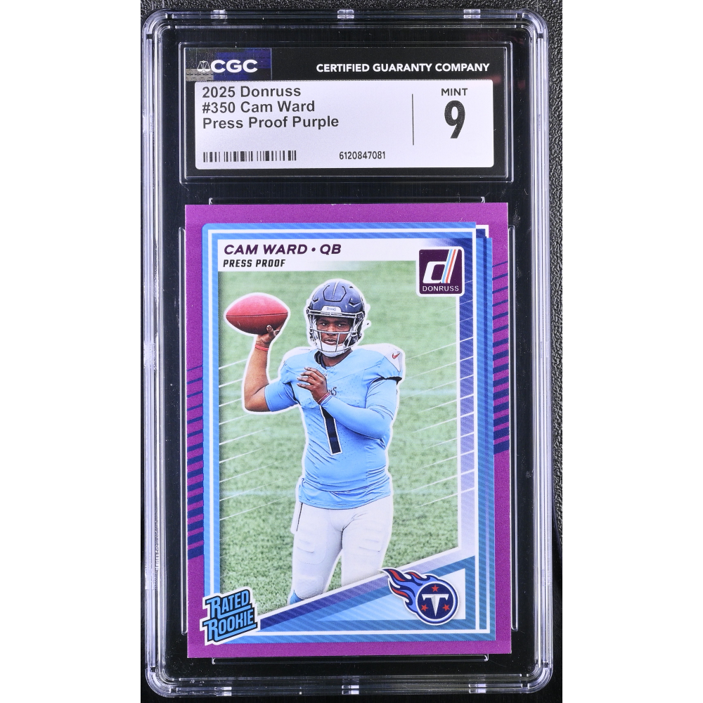 Cam Ward 2025 Donruss Press Proof Purple #350 RR RC (CGC 9) at PristineAuction.com
