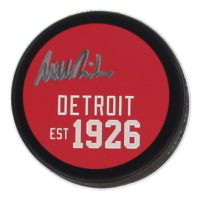 Axel Sandin-Pellikka Signed Red Wings Logo Hockey Puck (JSA) at PristineAuction.com