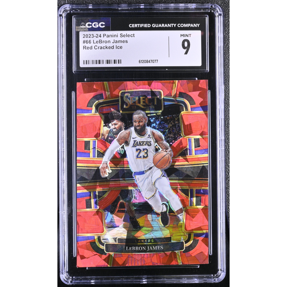 LeBron James 2023-24 Select Prizms Red Cracked Ice #66 (CGC 9) at PristineAuction.com