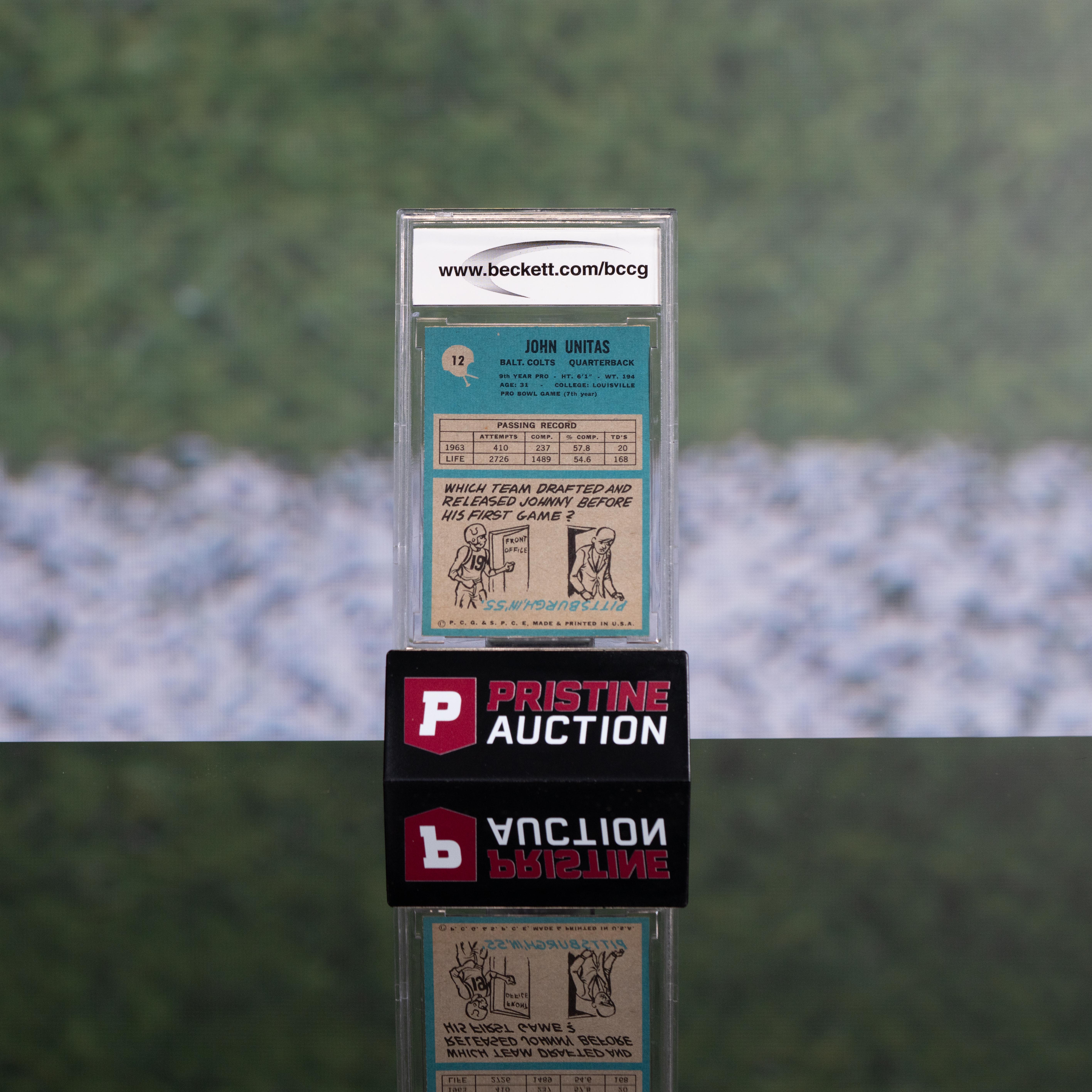 Johnny Unitas 1964 Philadelphia #12 (BCCG 9) at PristineAuction.com Johnny Unitas 1964 Philadelphia #12 (BCCG 9) at PristineAuction.com