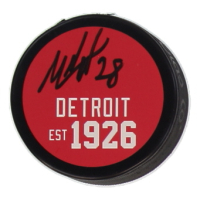 Michael Brandsegg-Nygard Signed Red Wings Logo Hockey Puck (JSA) at PristineAuction.com