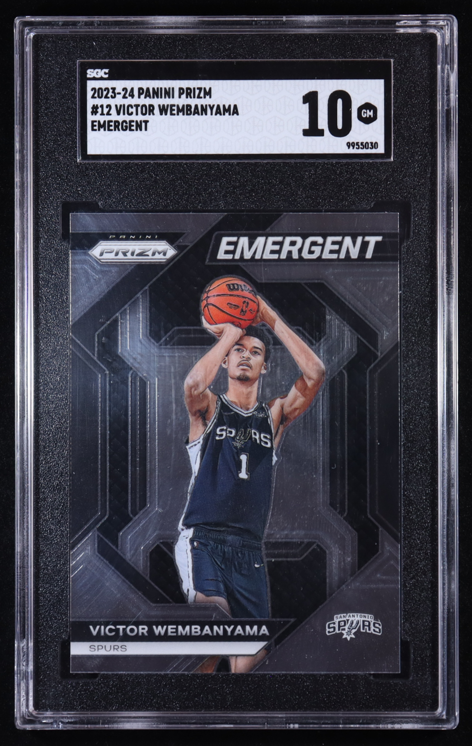 Victor Wembanyama 2023-24 Panini Prizm Emergent #12 RC (SGC 10) at PristineAuction.com Victor Wembanyama 2023-24 Panini Prizm Emergent #12 RC (SGC 10) at PristineAuction.com