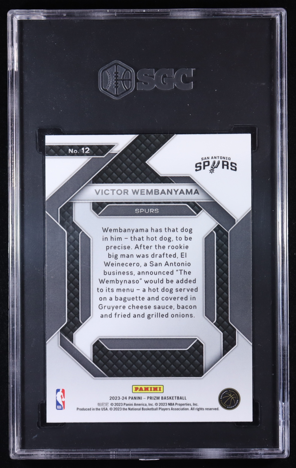 Victor Wembanyama 2023-24 Panini Prizm Emergent #12 RC (SGC 10) at PristineAuction.com Victor Wembanyama 2023-24 Panini Prizm Emergent #12 RC (SGC 10) at PristineAuction.com