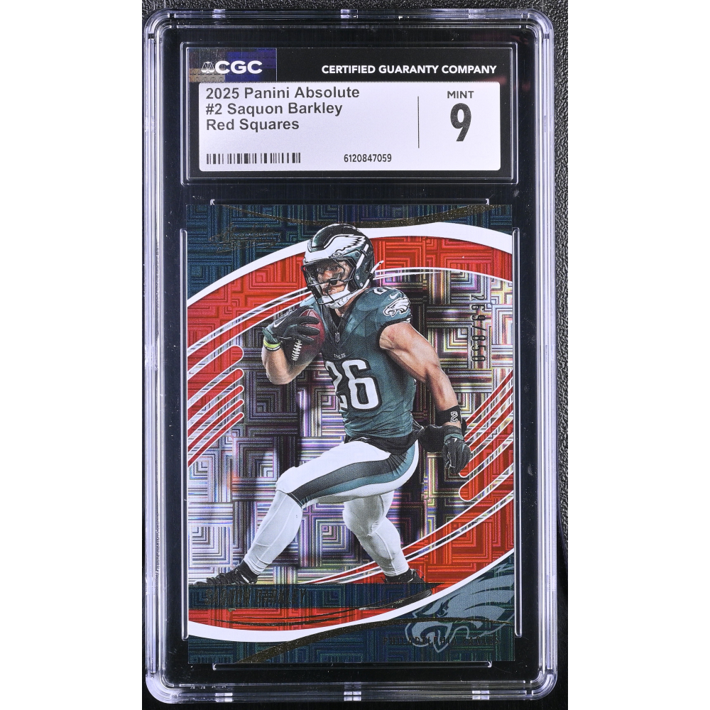 Saquon Barkley 2025 Absolute Red Squares #2 #269/850 (CGC 9) at PristineAuction.com