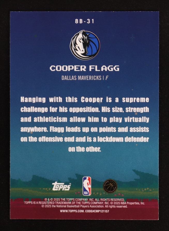 Cooper Flagg 2025 Topps 8-Bit Ballers #8B-31 RC at PristineAuction.com Cooper Flagg 2025 Topps 8-Bit Ballers #8B-31 RC at PristineAuction.com