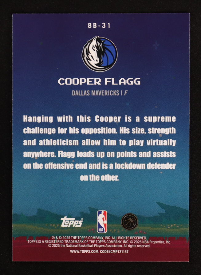 Cooper Flagg 2025 Topps 8-Bit Ballers #8B-31 RC at PristineAuction.com Cooper Flagg 2025 Topps 8-Bit Ballers #8B-31 RC at PristineAuction.com