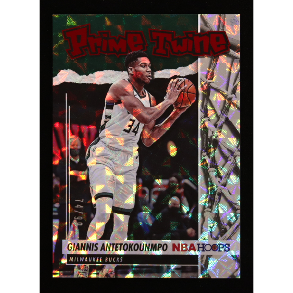 Giannis Antetokounmpo 2021-22 Panini NBA Hoops Prime Twine #11 #74/99 at PristineAuction.com