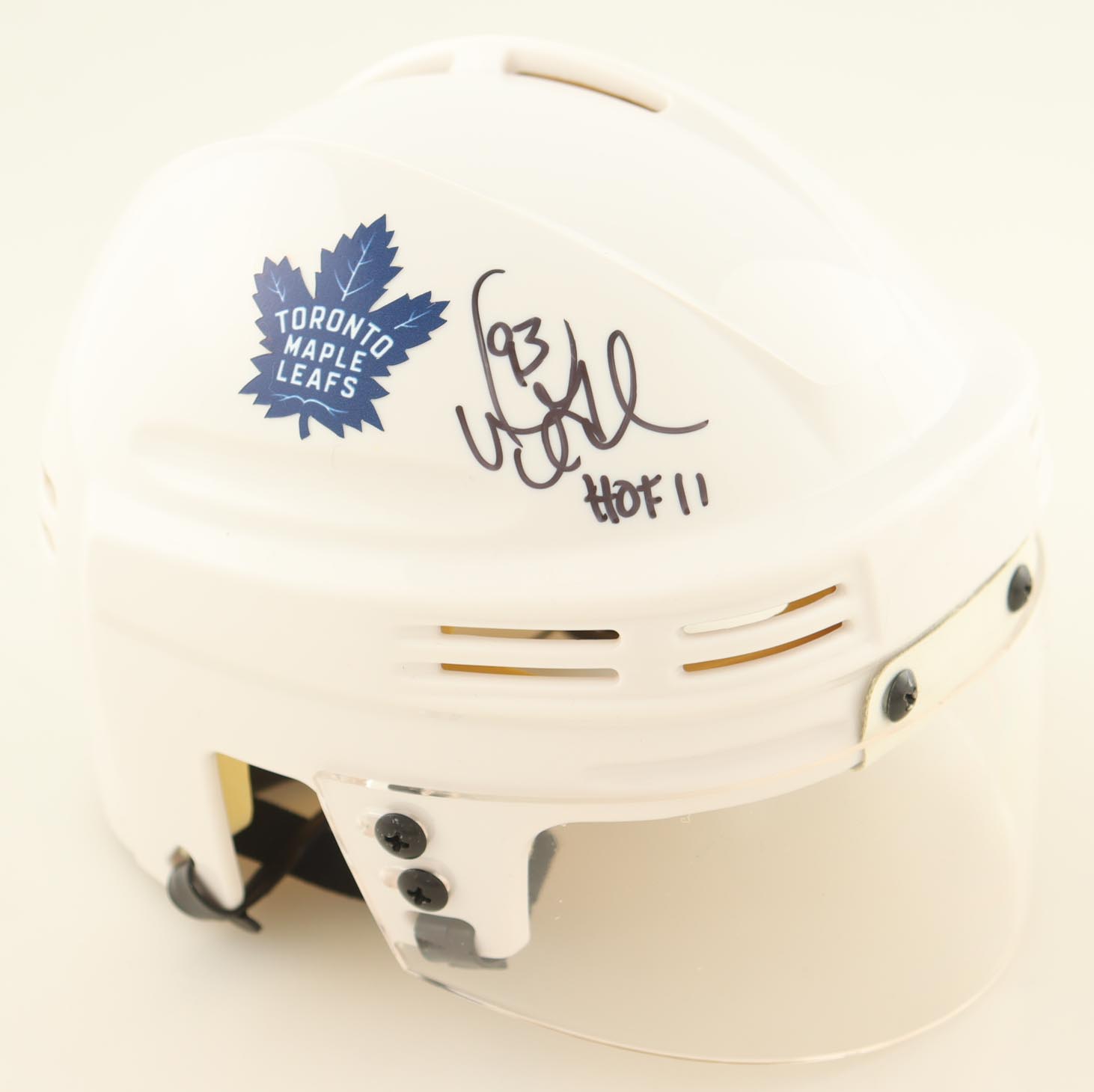 Doug Gilmour Signed Maple Leafs Mini Helmet Inscribed "HOF 11" (JSA) at PristineAuction.com Doug Gilmour Signed Maple Leafs Mini Helmet Inscribed "HOF 11" (JSA) at PristineAuction.com