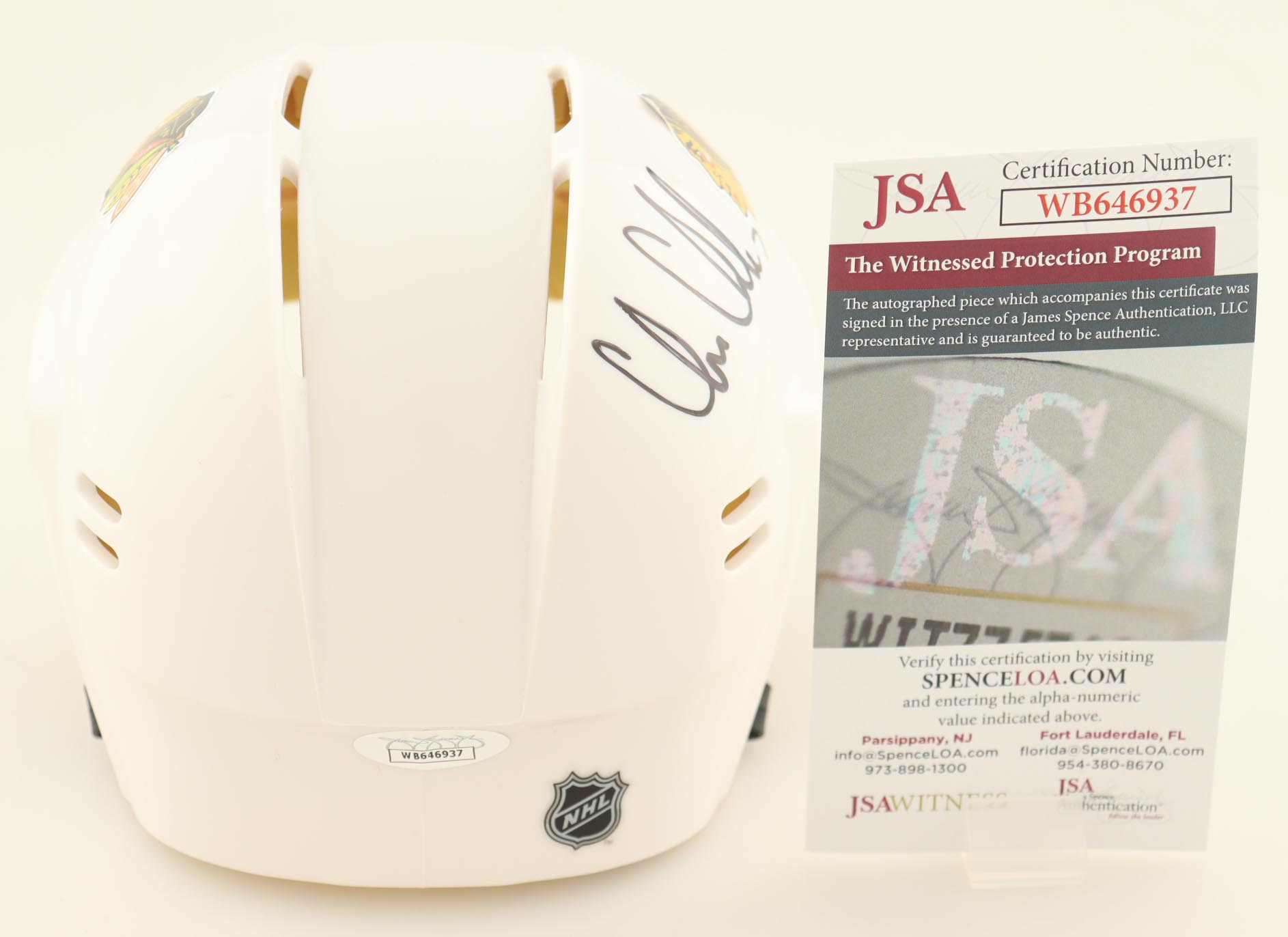 Chris Chelios Signed Blackhawks Mini Helmet Inscribed "HOF 2013" (JSA) at PristineAuction.com Chris Chelios Signed Blackhawks Mini Helmet Inscribed "HOF 2013" (JSA) at PristineAuction.com