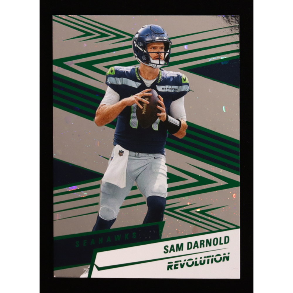 Sam Darnold 2025 Panini Revolution Green Swirl #116 #007/199 at PristineAuction.com