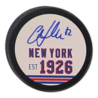 Martin Straka Signed Rangers Logo Hockey Puck (JSA) at PristineAuction.com