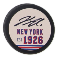 Jacob Trouba Signed Rangers Logo Hockey Puck (JSA) at PristineAuction.com