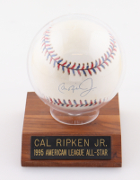 Cal Ripken Jr. Signed 1995 All-Star Game Logo Baseball with Name Plaque Display Case (JSA) at PristineAuction.com
