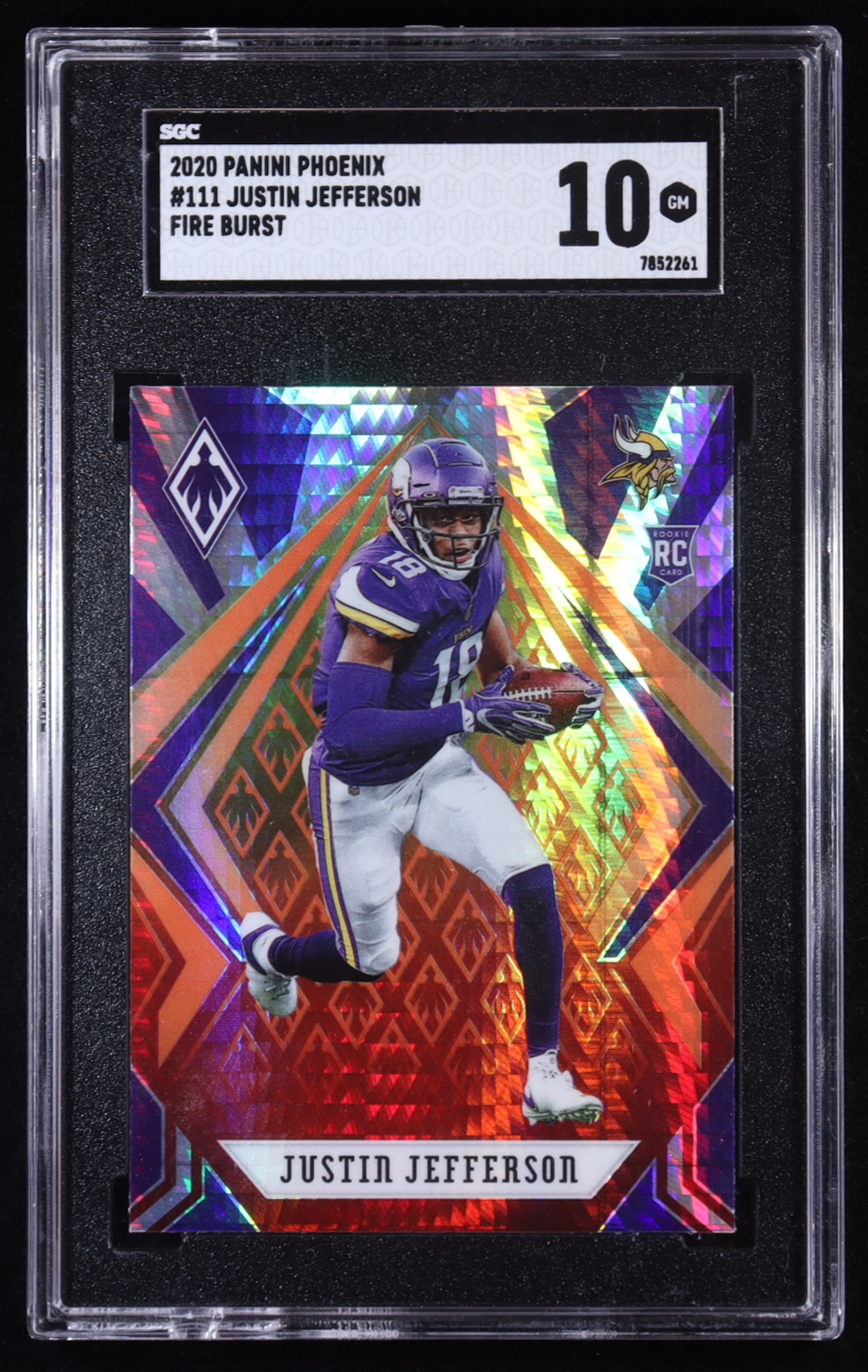 Justin Jefferson 2020 Panini Phoenix Fire Burst #111 RC (SGC 10) at PristineAuction.com Justin Jefferson 2020 Panini Phoenix Fire Burst #111 RC (SGC 10) at PristineAuction.com