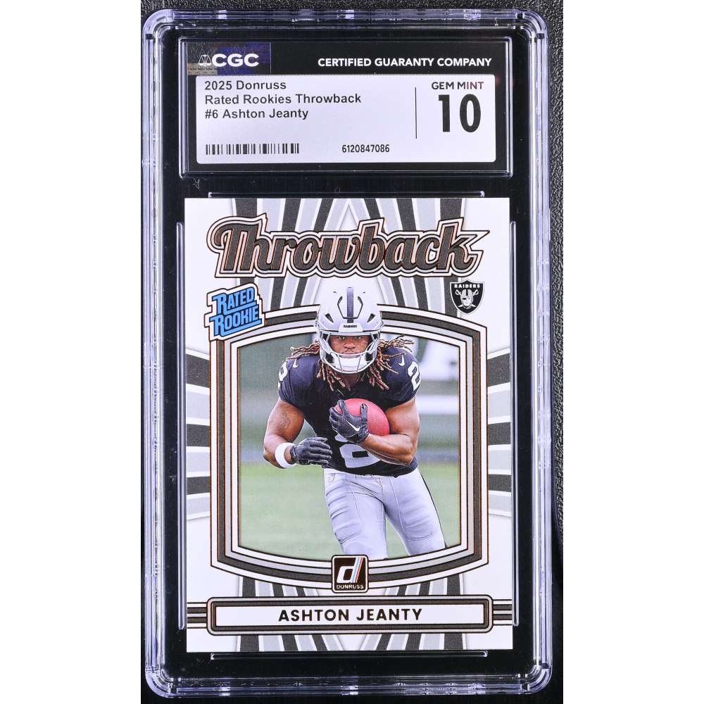 Ashton Jeanty 2025 Donruss Rated Rookies Throwback #6 RC (CGC 10) at PristineAuction.com