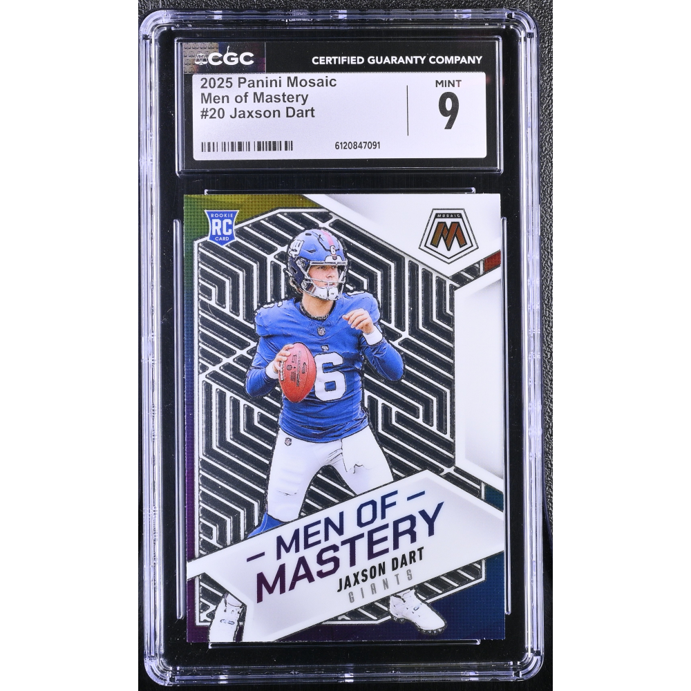 Jaxson Dart 2025 Panini Mosaic Men Of Mastery #20 RC (CGC 9) at PristineAuction.com