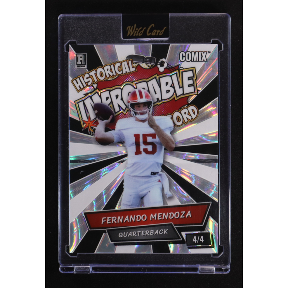 Fernando Mendoza 2025 Wild Card Comix Improbable Black/White #ACIM-FM04 RC #4/4 at PristineAuction.com