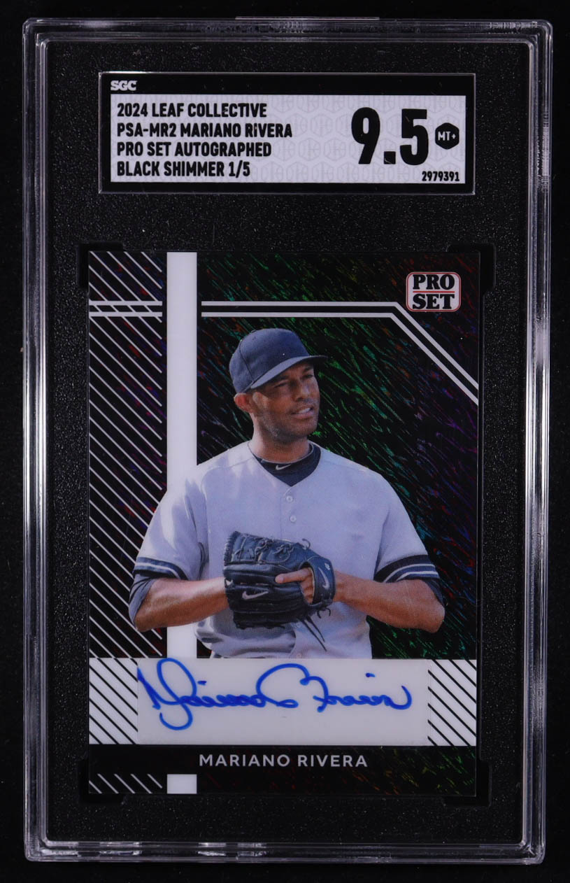 Mariano Rivera 2024 Leaf Collective Pro Set Autographs Shimmer Black #PSAMR2 #1/5 (SGC 9.5) at PristineAuction.com Mariano Rivera 2024 Leaf Collective Pro Set Autographs Shimmer Black #PSAMR2 #1/5 (SGC 9.5) at PristineAuction.com