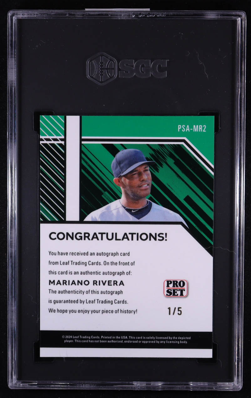 Mariano Rivera 2024 Leaf Collective Pro Set Autographs Shimmer Black #PSAMR2 #1/5 (SGC 9.5) at PristineAuction.com Mariano Rivera 2024 Leaf Collective Pro Set Autographs Shimmer Black #PSAMR2 #1/5 (SGC 9.5) at PristineAuction.com