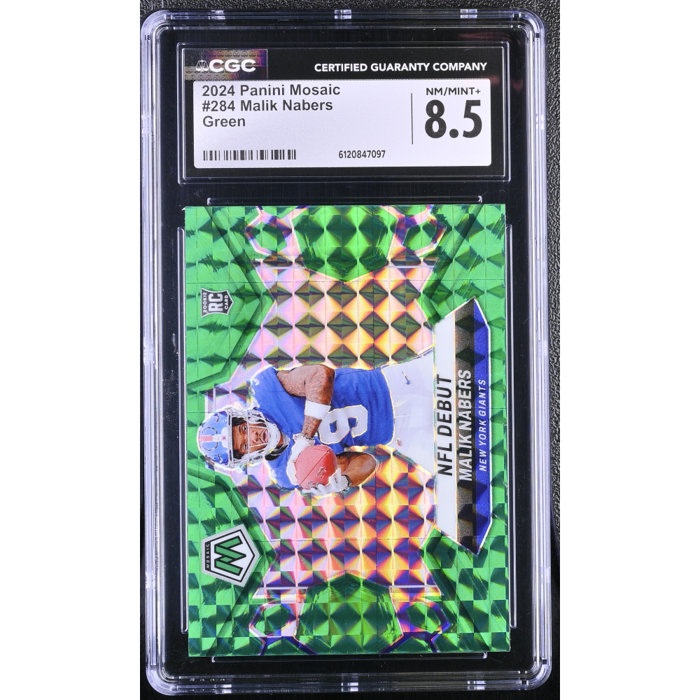 Malik Nabers 2024 Panini Mosaic Mosaic Green #284 DEB RC (CGC 8.5) at PristineAuction.com