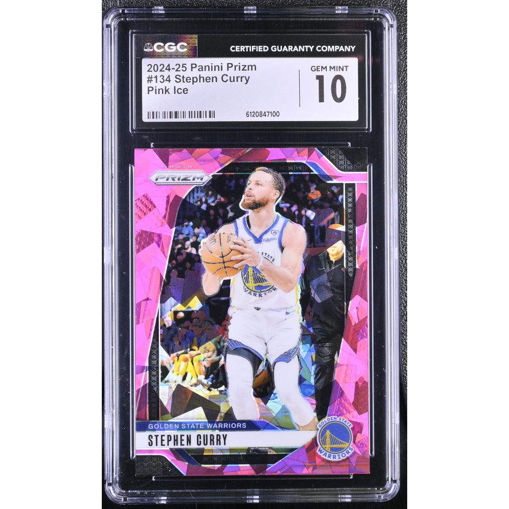 Stephen Curry 2024-25 Panini Prizm Prizms Pink Ice #134 (CGC 10) at PristineAuction.com