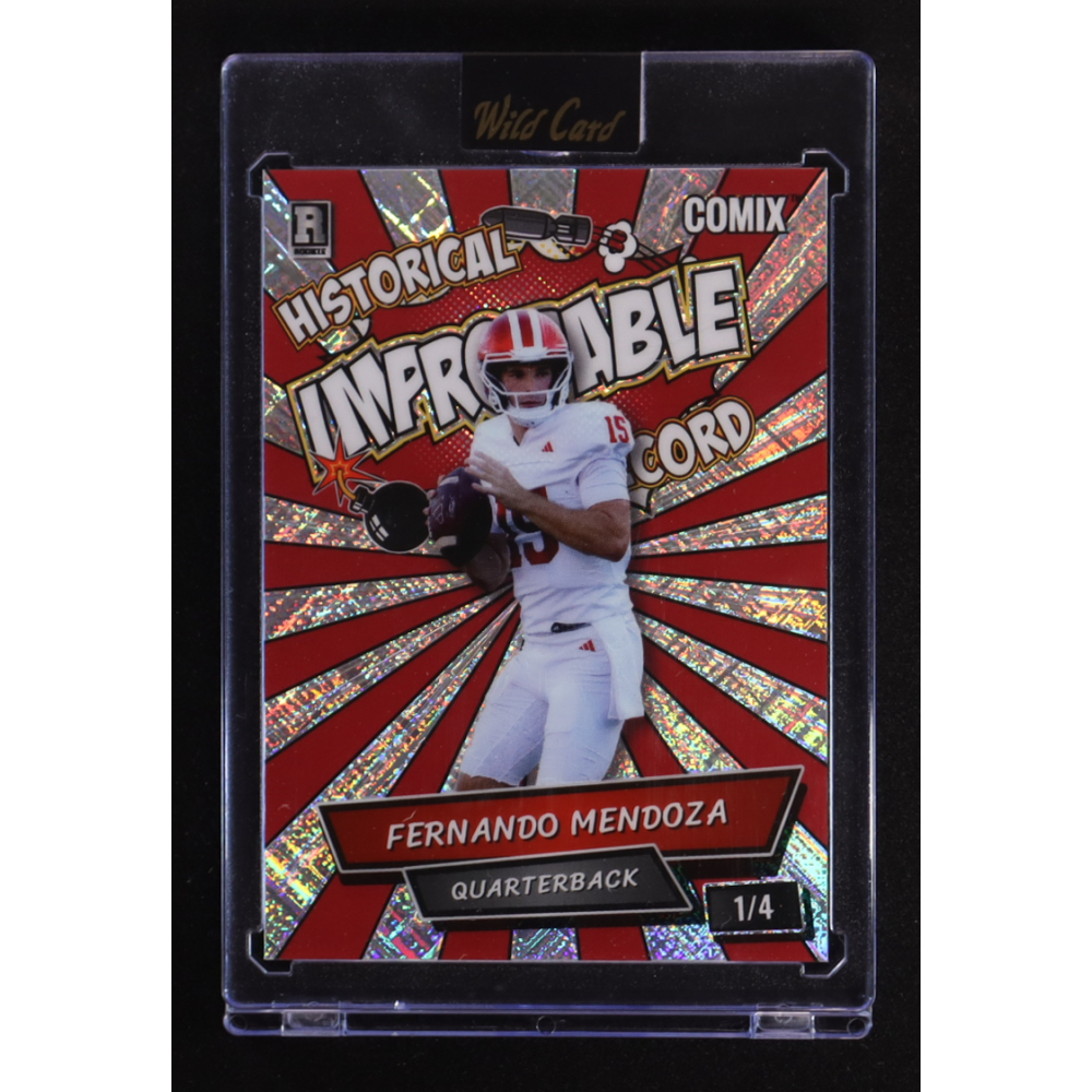 Fernando Mendoza 2025 Wild Card Comix Heisman Improbable Red Etch #ACIM-FM010 RC #1/4 at PristineAuction.com