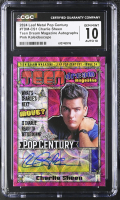 Charlie Sheen 2024 Metal Pop Century Teen Dream Magazine Autographs Pink Kaleidoscope #TDMCS1 #1/1 (CGC 10 | Autograph Grade CGC 10) at PristineAuction.com