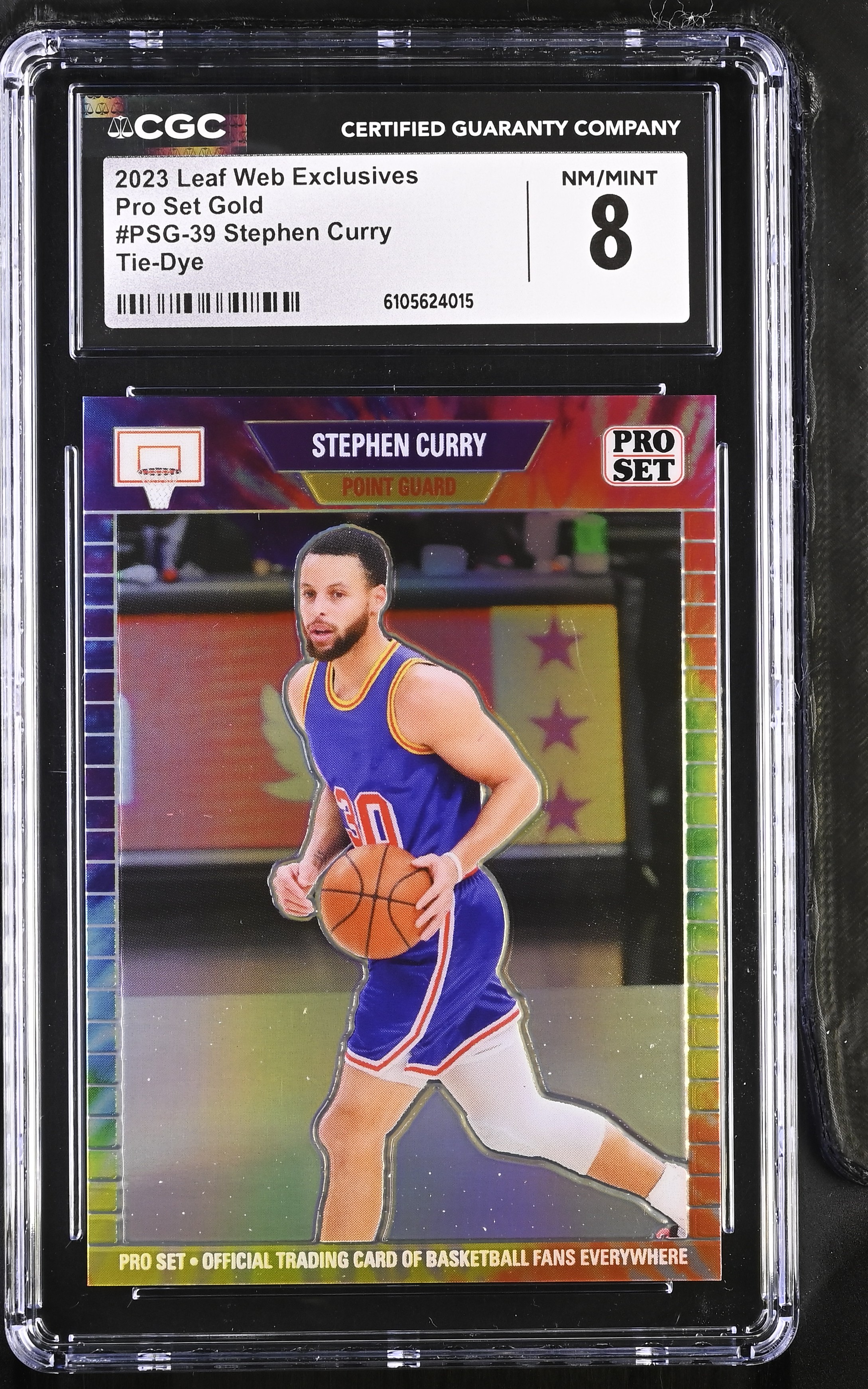 Stephen Curry 2023 Leaf Pro Set Gold Tie-Dye Web Exclusives #PSG39 #3/5 (CGC 8) at PristineAuction.com Stephen Curry 2023 Leaf Pro Set Gold Tie-Dye Web Exclusives #PSG39 #3/5 (CGC 8) at PristineAuction.com