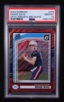 Drake Maye 2024 Donruss Optic Rated Rookies Preview Red Wave #379 RC (PSA 10) at PristineAuction.com