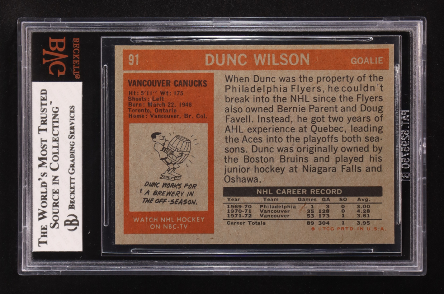 Dunc Wilson 1972-73 Topps #91 DP (BVG 8) at PristineAuction.com Dunc Wilson 1972-73 Topps #91 DP (BVG 8) at PristineAuction.com