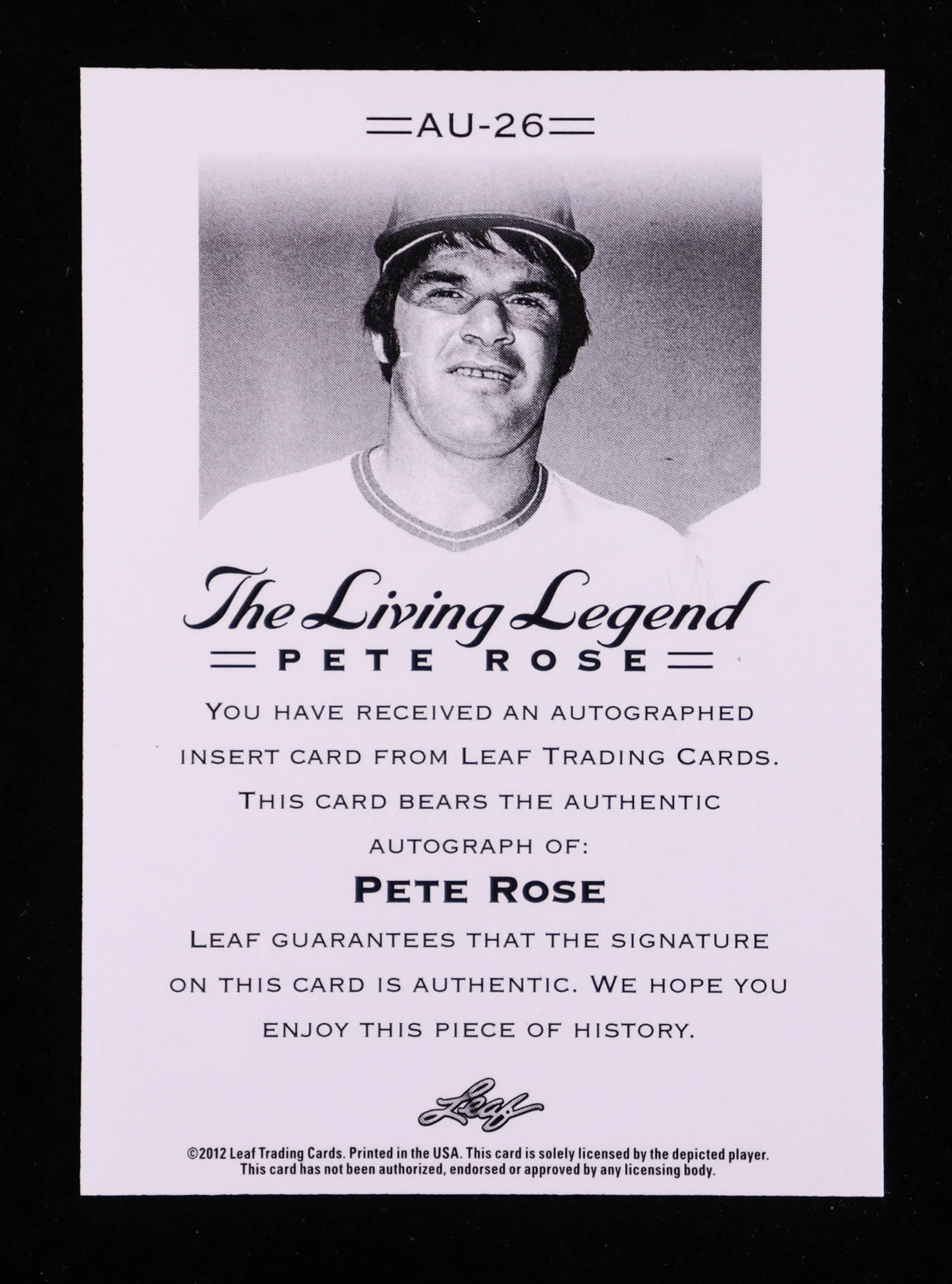 Pete Rose 2012 Leaf Pete Rose The Living Legend Autographs #26 at PristineAuction.com Pete Rose 2012 Leaf Pete Rose The Living Legend Autographs #26 at PristineAuction.com