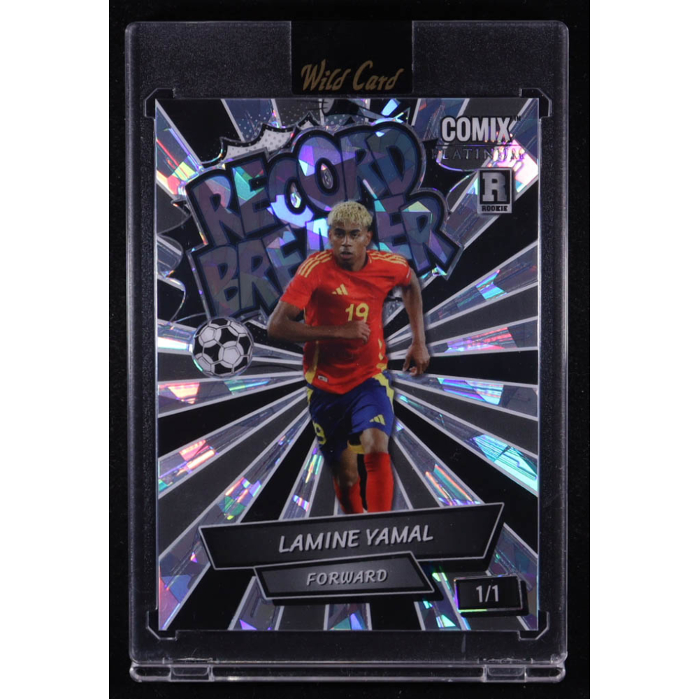 Lamine Yamal 2024 Wild Card Comix Platinum Record Breaker Crystal Black #LY01 RC #1/1 at PristineAuction.com