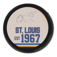 Oskar Sundqvist Signed Blues Logo Hockey Puck (JSA) at PristineAuction.com