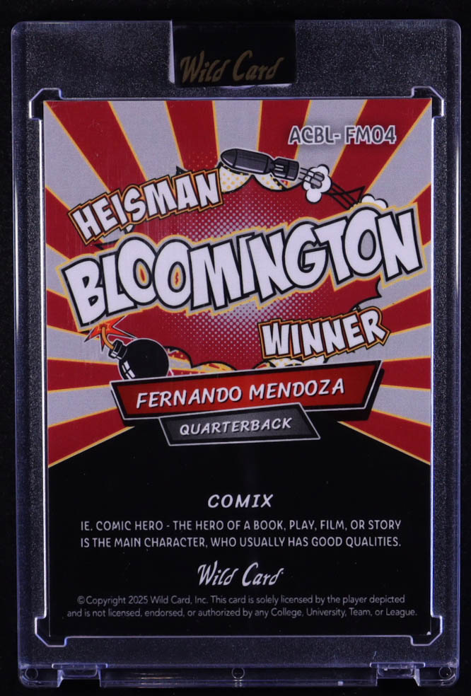 Fernando Mendoza 2025 Wild Card Comix Bloomington Winner #ACBL-FM04 RC #1/2 at PristineAuction.com Fernando Mendoza 2025 Wild Card Comix Bloomington Winner #ACBL-FM04 RC #1/2 at PristineAuction.com