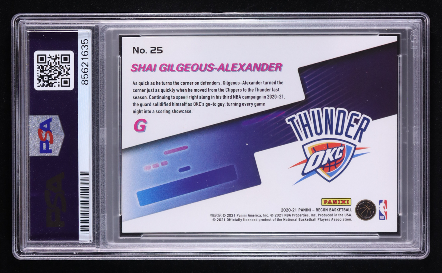 Shai Gilgeous-Alexander Signed 2020-21 Panini Recon Maneuvers Blue #25 #13/99 (PSA) at PristineAuction.com Shai Gilgeous-Alexander Signed 2020-21 Panini Recon Maneuvers Blue #25 #13/99 (PSA) at PristineAuction.com