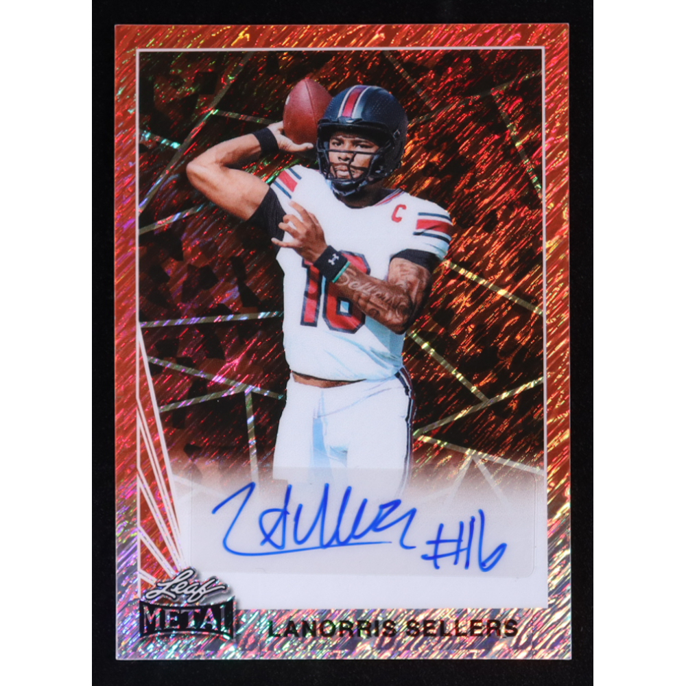 LaNorris Sellers 2025 Leaf Collective '90 Leaf Autographs Shimmer Orange #90ALNS #02/10 at PristineAuction.com