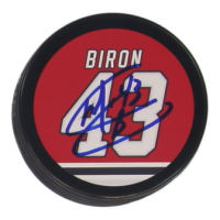 Martin Biron Signed Sabres Logo Hockey Puck (JSA) at PristineAuction.com