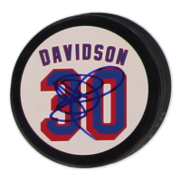 John Davidson Signed Rangers Logo Hockey Puck (JSA) at PristineAuction.com