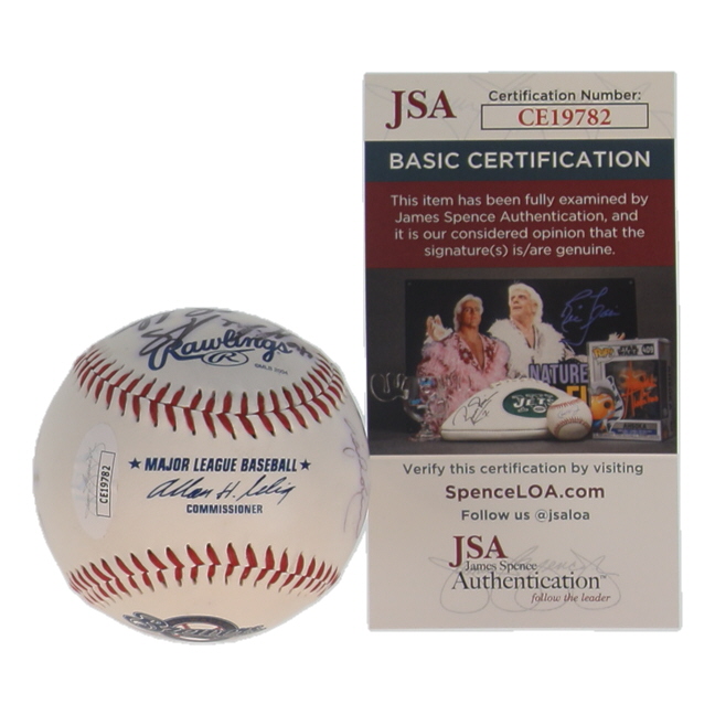 Brewers Logo OML Baseball Signed by (8) with Bill Hall, Wes Obermueller, Matt Kinney, Wes Helms with Multiple Inscriptions (JSA) at PristineAuction.com Brewers Logo OML Baseball Signed by (8) with Bill Hall, Wes Obermueller, Matt Kinney, Wes Helms with Multiple Inscriptions (JSA) at PristineAuction.com