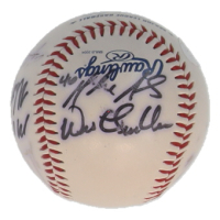 Brewers Logo OML Baseball Signed by (8) with Bill Hall, Wes Obermueller, Matt Kinney, Wes Helms with Multiple Inscriptions (JSA) at PristineAuction.com