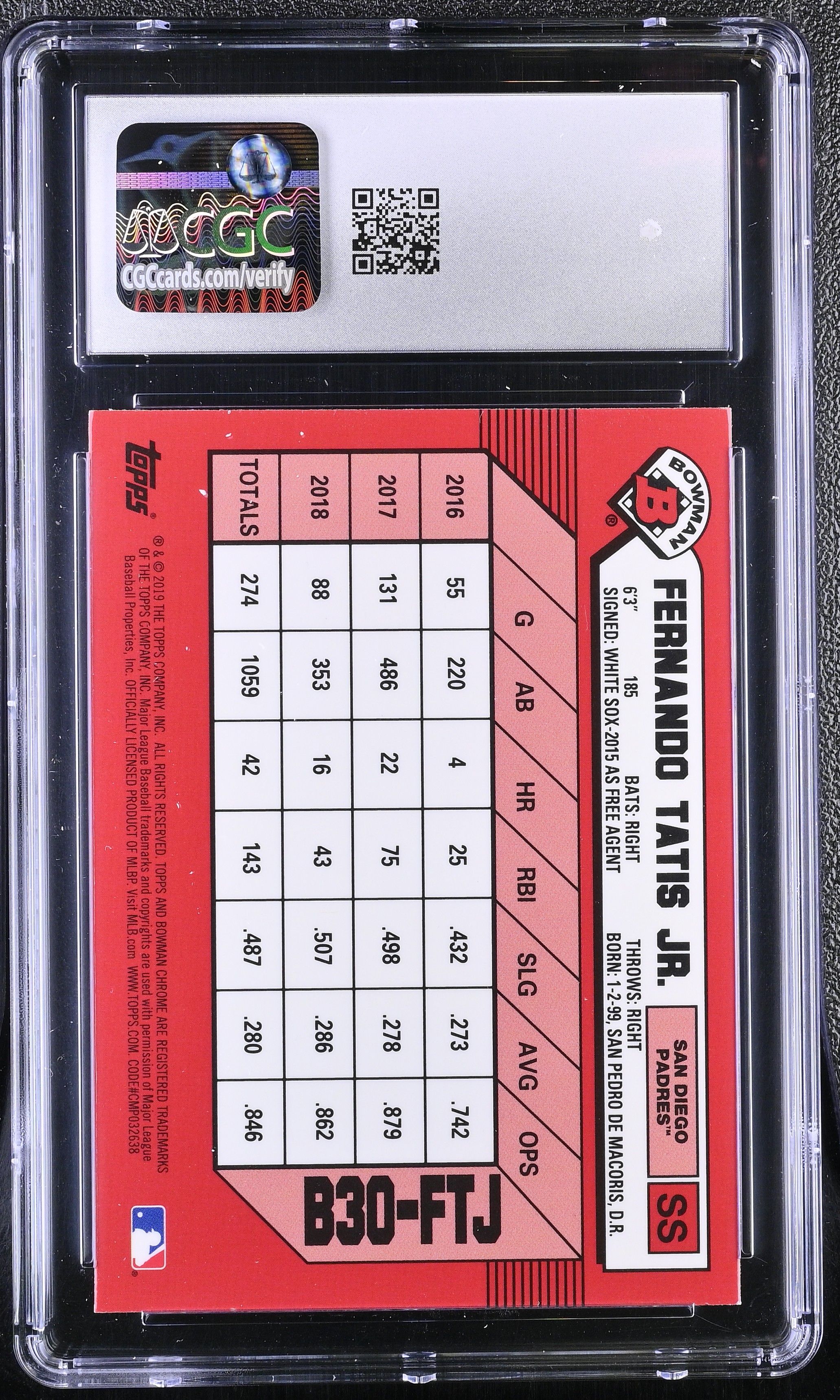 Fernando Tatis Jr. 2019 Bowman 30th Anniversary Chrome #B30FTJ RC (CGC 9) at PristineAuction.com Fernando Tatis Jr. 2019 Bowman 30th Anniversary Chrome #B30FTJ RC (CGC 9) at PristineAuction.com