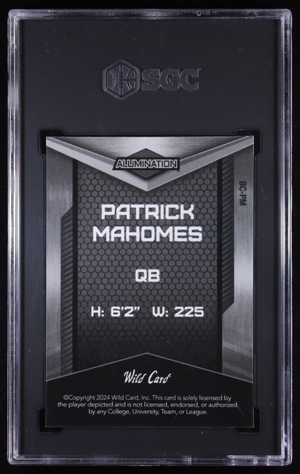 Patrick Mahomes II 2024 Wild Card Alumination Silver Disco #BCPM #1/20 (SGC 10) at PristineAuction.com Patrick Mahomes II 2024 Wild Card Alumination Silver Disco #BCPM #1/20 (SGC 10) at PristineAuction.com