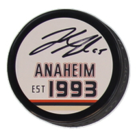 Jacob Trouba Signed Ducks Logo Hockey Puck (JSA) at PristineAuction.com