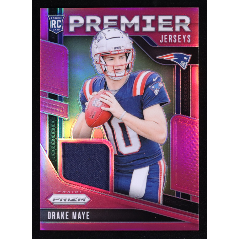 Drake Maye 2024 Panini Prizm Premier Jerseys Pink #6 RC at PristineAuction.com