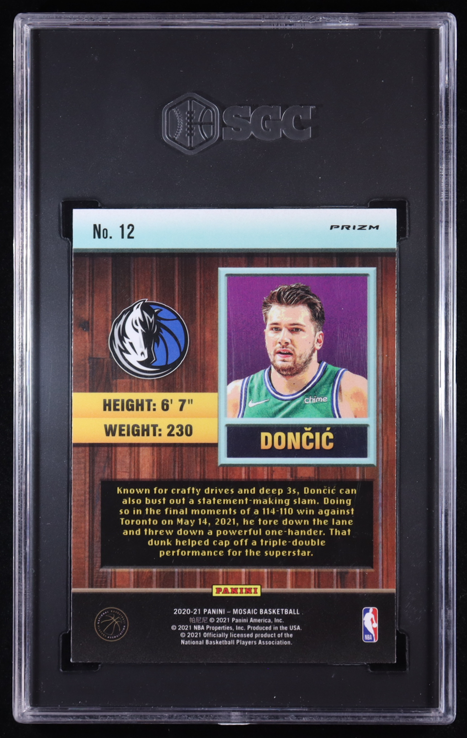 Luka Doncic 2020-21 Panini Mosaic Jam Masters Mosaic Green #12 (SGC 9) at PristineAuction.com Luka Doncic 2020-21 Panini Mosaic Jam Masters Mosaic Green #12 (SGC 9) at PristineAuction.com