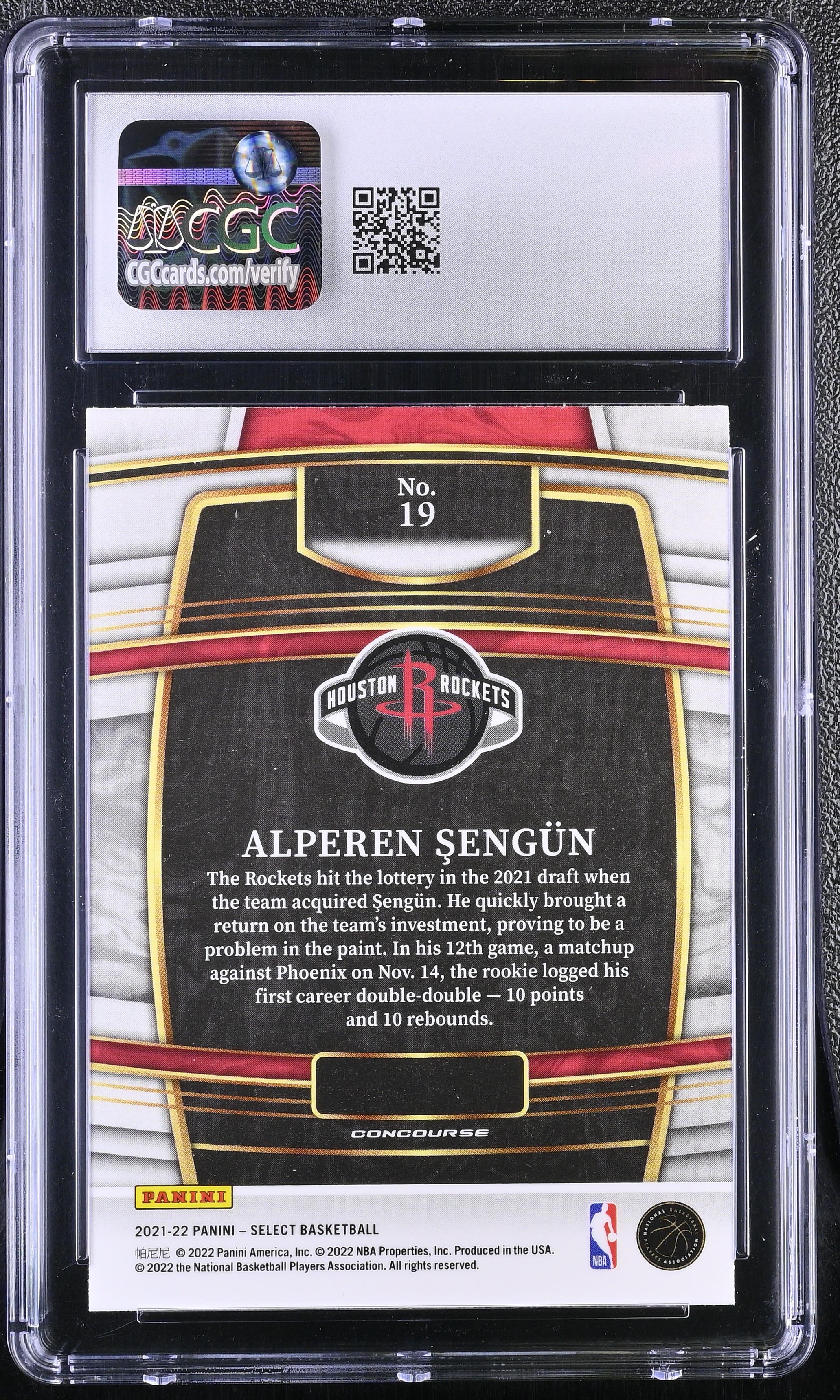 Alperen Sengun 2021-22 Panini Select #19 RC (CGC 9.5) at PristineAuction.com Alperen Sengun 2021-22 Panini Select #19 RC (CGC 9.5) at PristineAuction.com