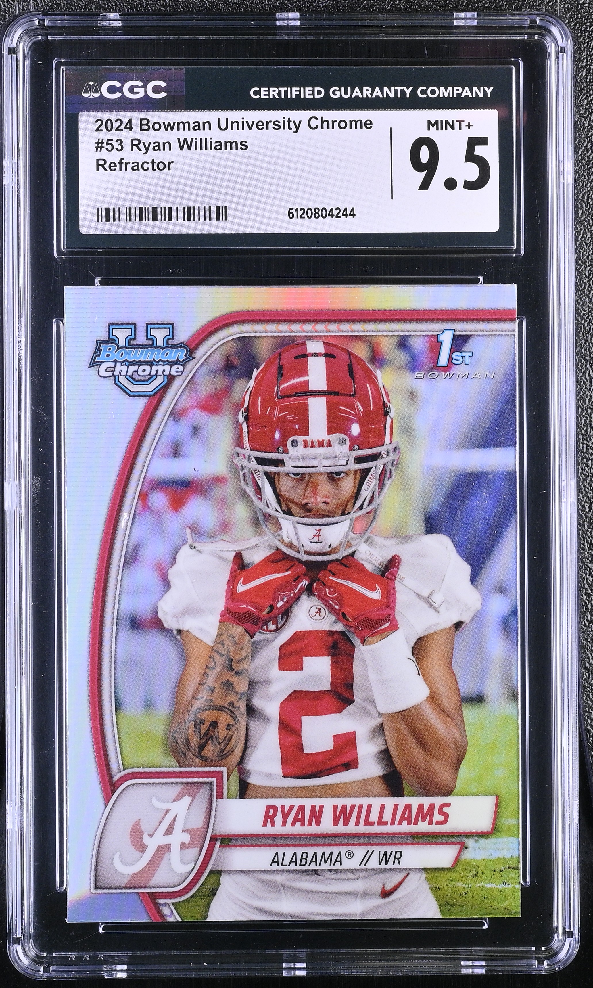 Ryan Williams 2024 Bowman University Chrome Refractor #53 RC (CGC 9.5) at PristineAuction.com Ryan Williams 2024 Bowman University Chrome Refractor #53 RC (CGC 9.5) at PristineAuction.com